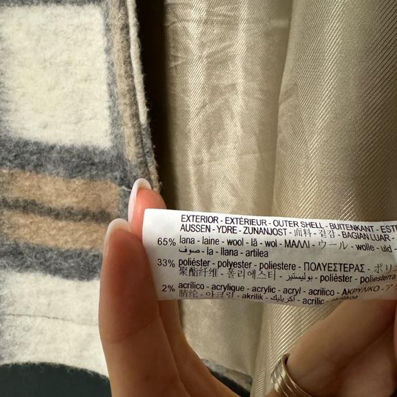 Zara Coat Jacket 65% Wool Plaid - Picture 8 of 10